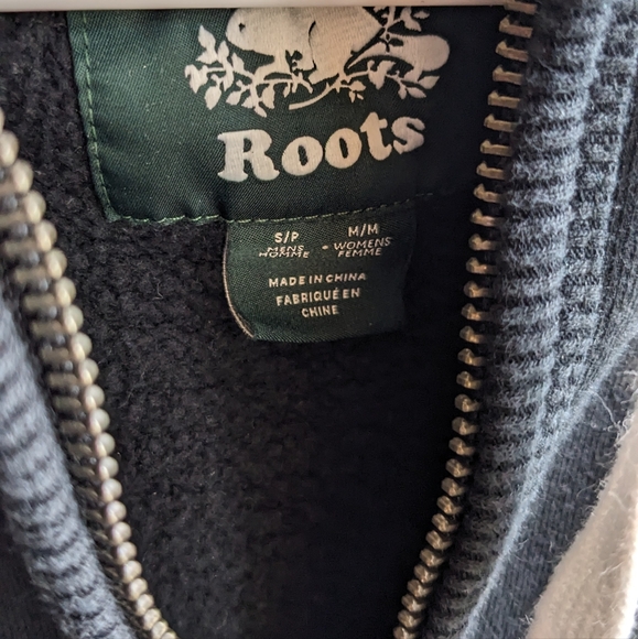 Roots Unisex Black Full Zip Hoodie Organic Cotton - Picture 2 of 6